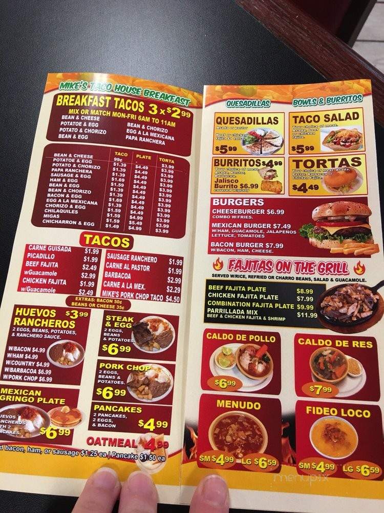 Mike's Taco House - San Antonio, TX menu_pic