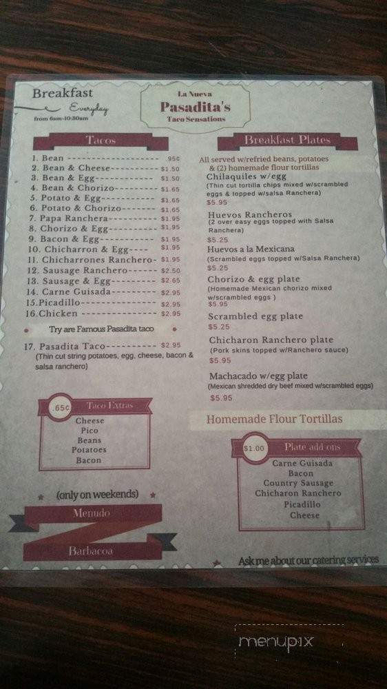 La Nueva Pasadita - Universal City, TX menu_pic