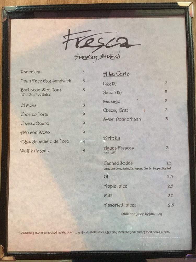 Fresca - San Antonio, TX menu_pic