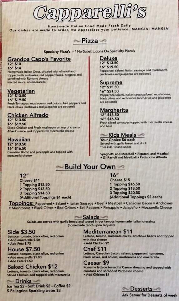 Capparelli's - San Antonio, TX menu_pic