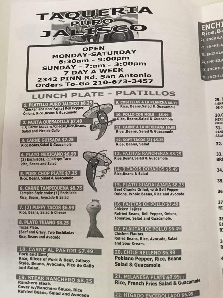 Taqueria Puro Jalisco - San Antonio, TX menu_pic