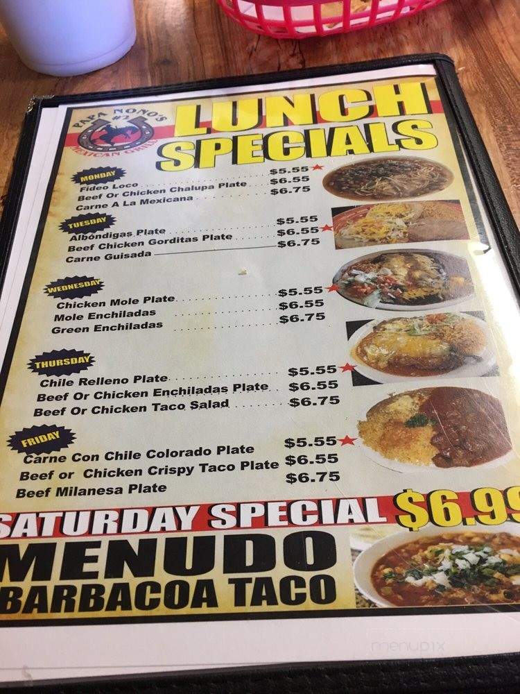 Papa Nono's 2 - San Antonio, TX menu_pic