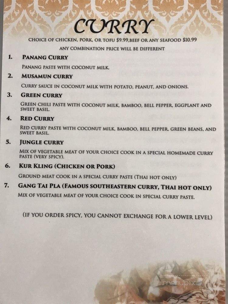 Tao's Thai Hot - San Antonio, TX menu_pic