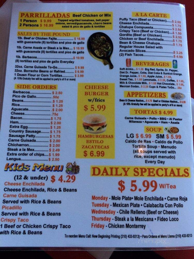 El Puesto La Tejanita - Windcrest, TX menu_pic