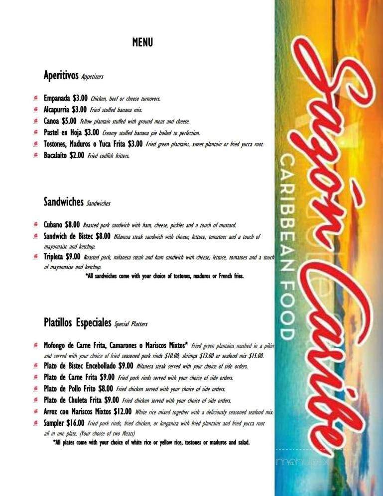 Sazon Caribe - Converse, TX menu_pic