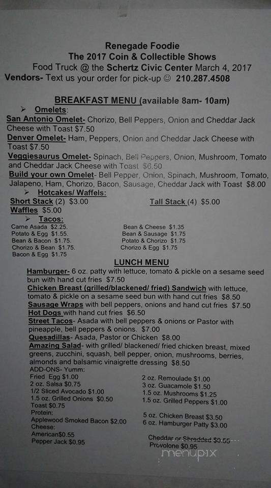 Renegade Foodie - San Antonio, TX menu_pic