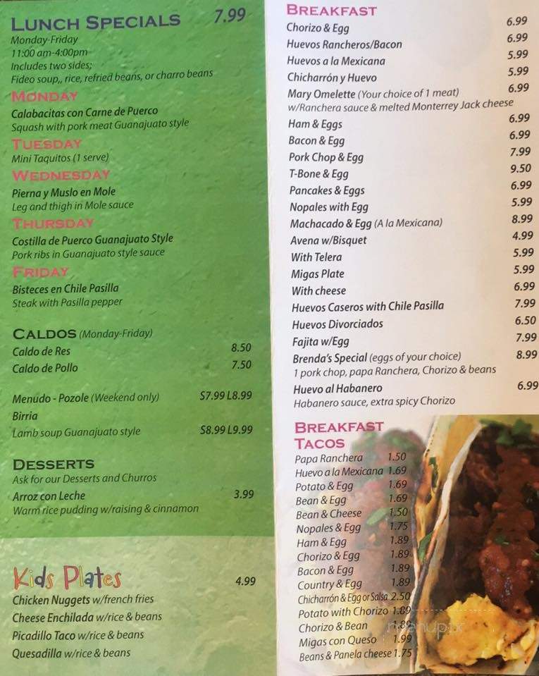 Las Sabrositas De Guanajuato - San Antonio, TX menu_pic