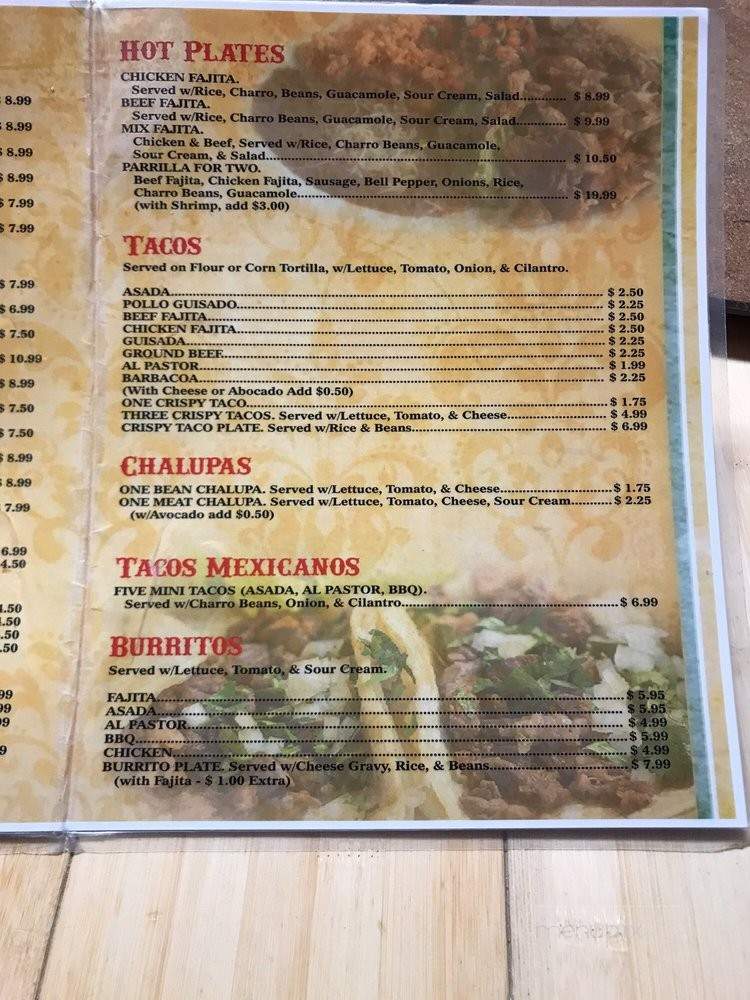 Mr. Jaime's Taqueria - Kingsville, TX menu_pic