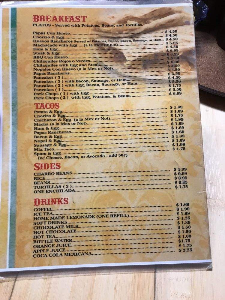 Mr. Jaime's Taqueria - Kingsville, TX menu_pic