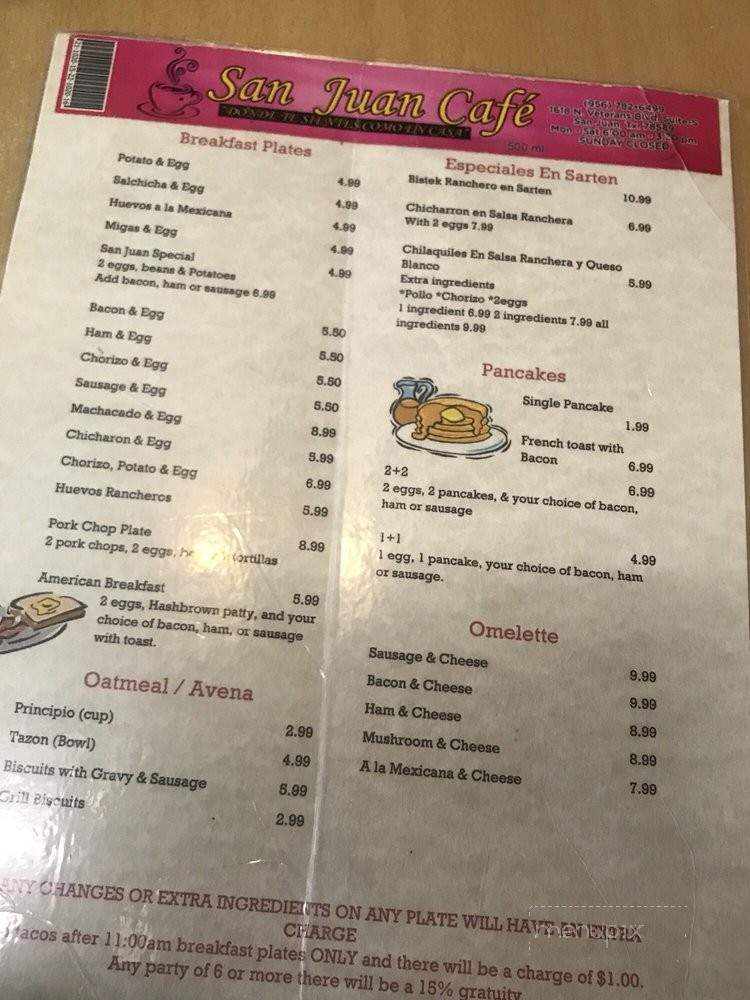 Zamoras' Restaurant - McAllen, TX menu_pic