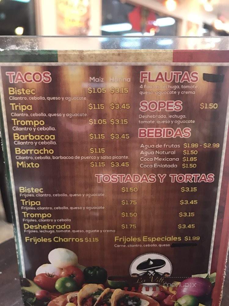 La Villa Taqueria - Brownsville, TX menu_pic