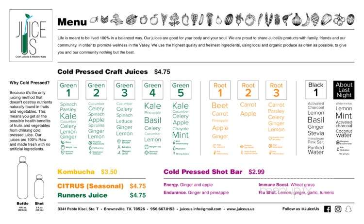 JuiceUs - Brownsville, TX menu_pic