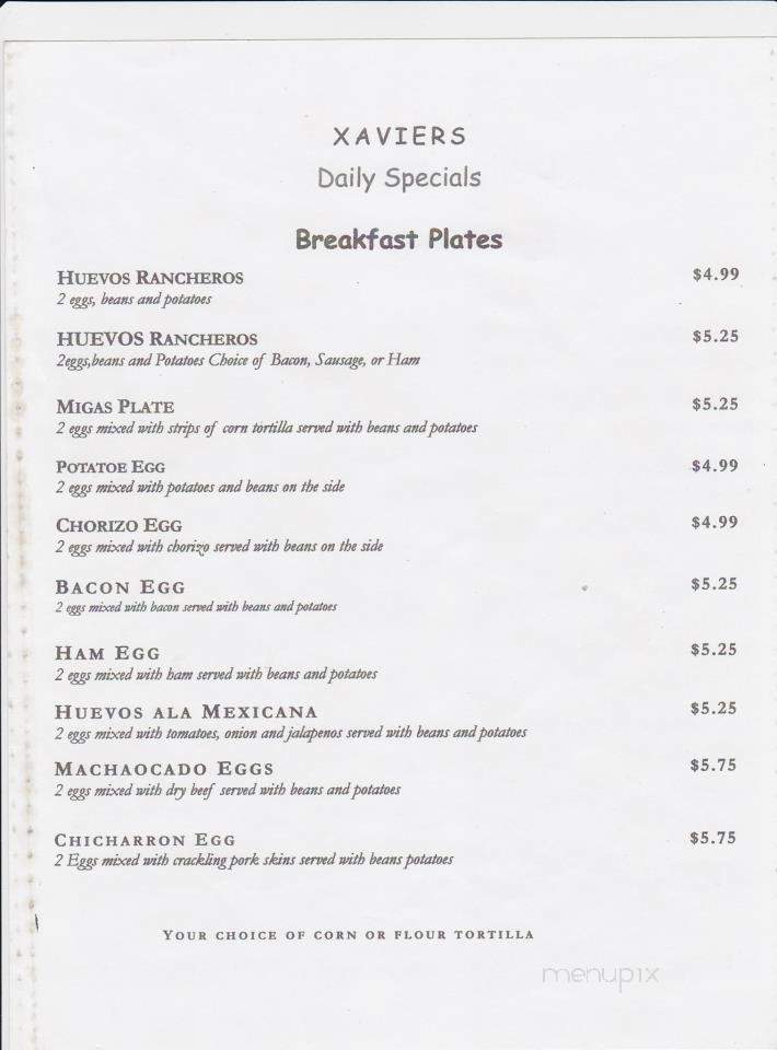 Xavier's Steakhouse & Grill - San Benito, TX menu_pic