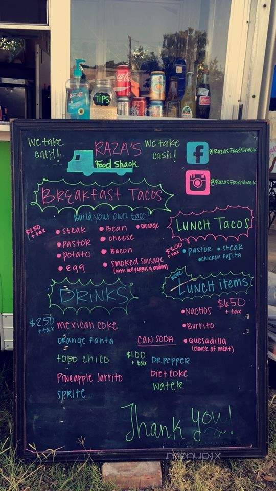 Raza's Food Shack - Dripping Springs, TX menu_pic