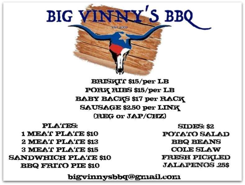 Big Vinny's BBQ - Austin, TX menu_pic