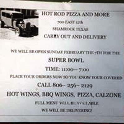 /30875378/Hot-Rod-Pizza-Shamrock-TX - Shamrock, TX