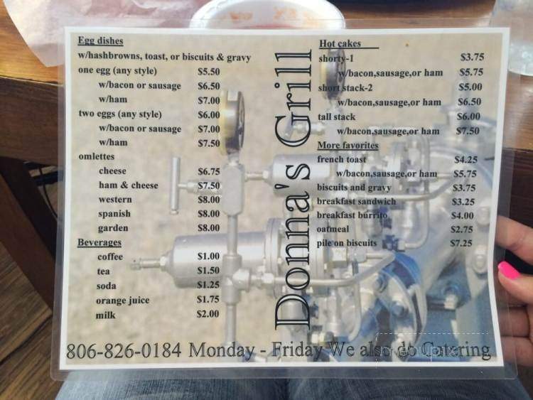 Donna's Grill - Wheeler, TX menu_pic