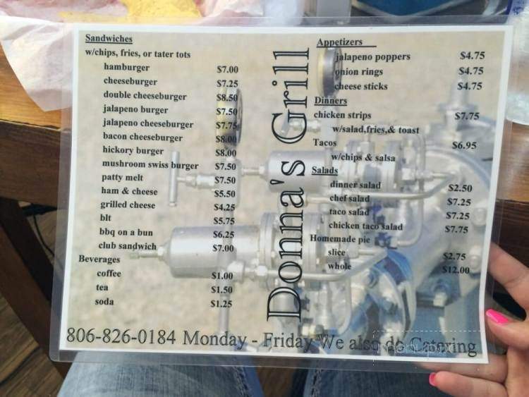 Donna's Grill - Wheeler, TX menu_pic