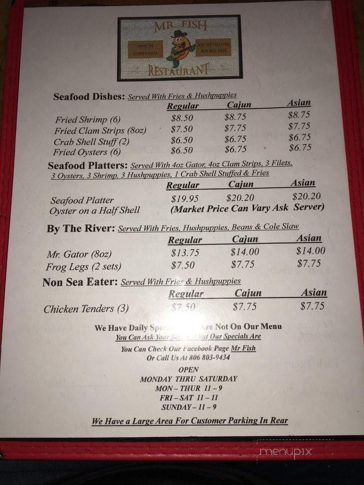 Mr. Fish - Amarillo, TX menu_pic