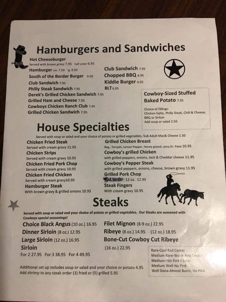Cowboy Steakhouse - Andrews, TX menu_pic