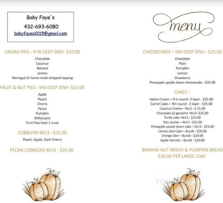 Baby Faye's - McCamey, TX menu_pic