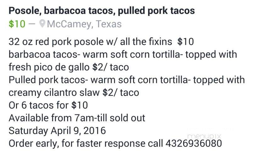 Baby Faye's - McCamey, TX menu_pic