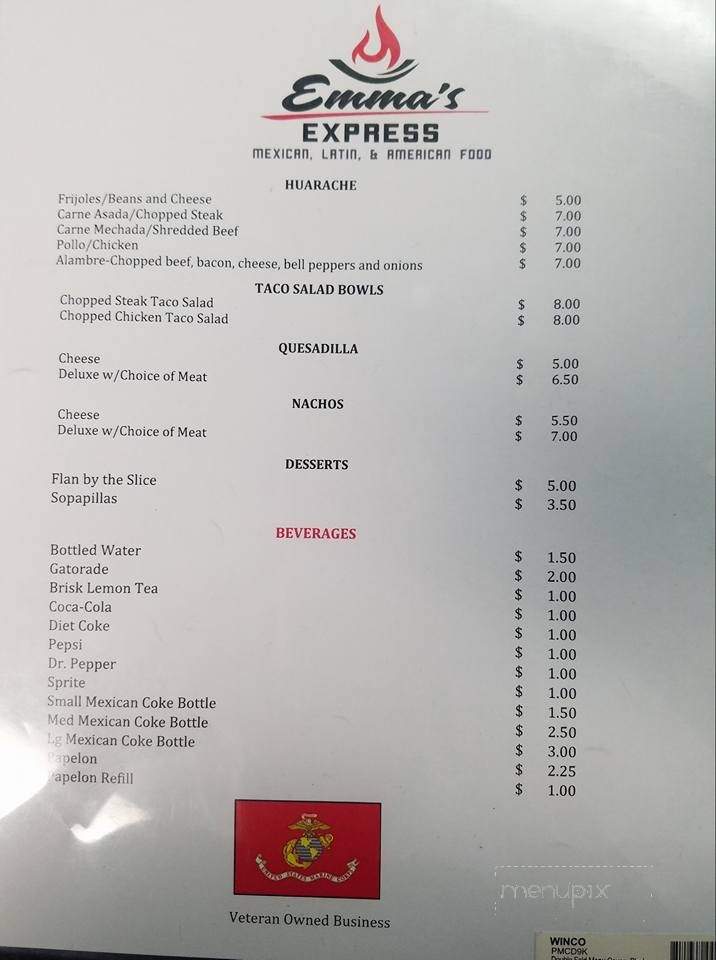 Emma's Express - Odessa, TX menu_pic