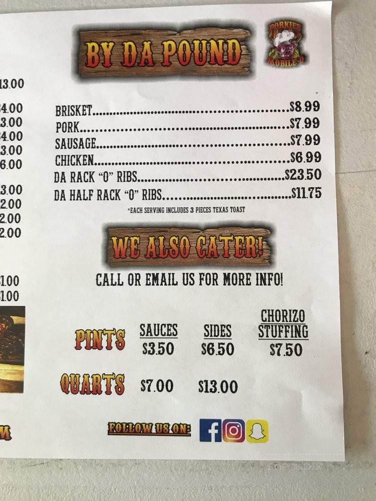 Porkies BBQ Smokehouse - El Paso, TX menu_pic