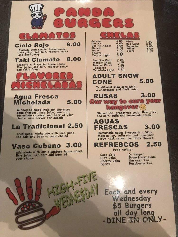 Panda Burgers - El Paso, TX menu_pic