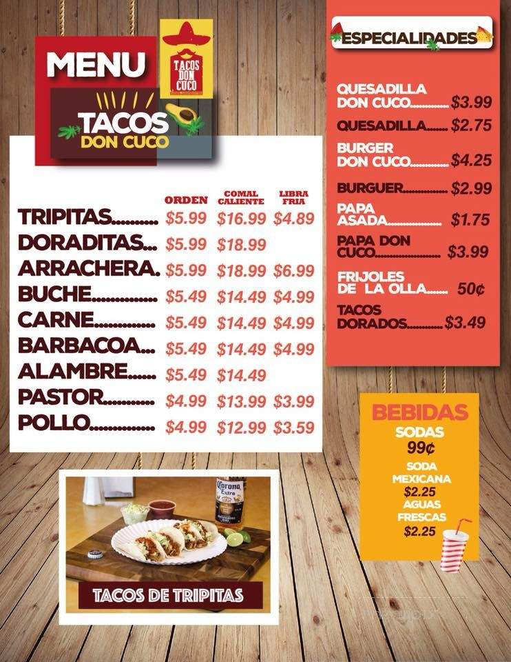 Tacos Don Cuco - El Paso, TX menu_pic