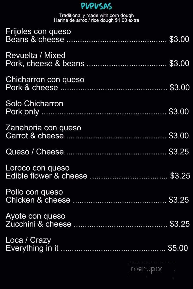 Pupusas Paradise - Aurora, CO menu_pic