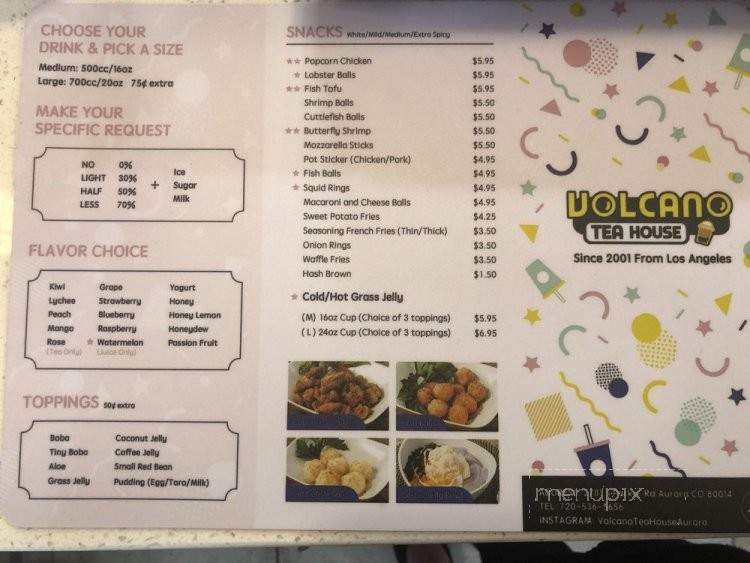 Volcano Tea House - Aurora, CO menu_pic