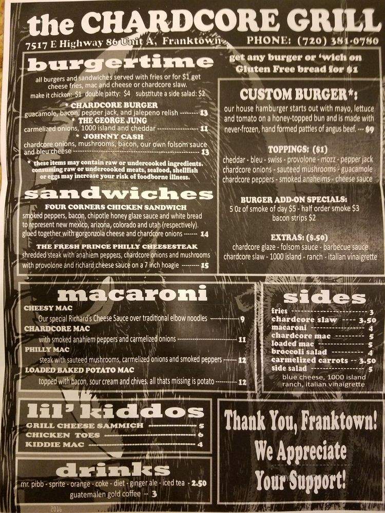 Chardcore Grill - Franktown, CO menu_pic