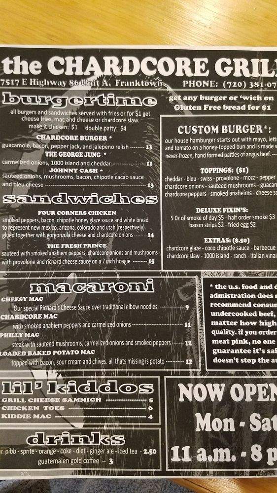 Chardcore Grill - Franktown, CO menu_pic