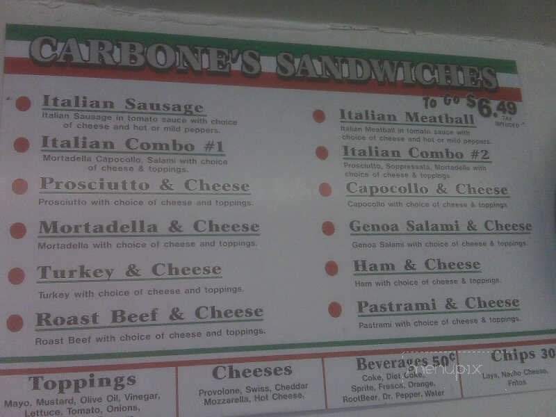 Carbone's Italian Sausage & Deli - Denver, CO menu_pic