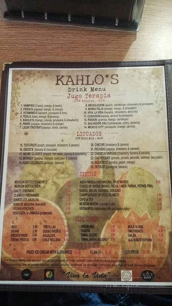 Kahlo's - Denver, CO menu_pic