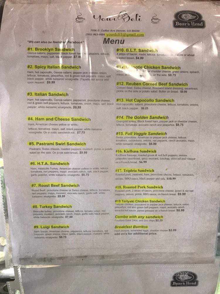 Your Deli - Denver, CO menu_pic
