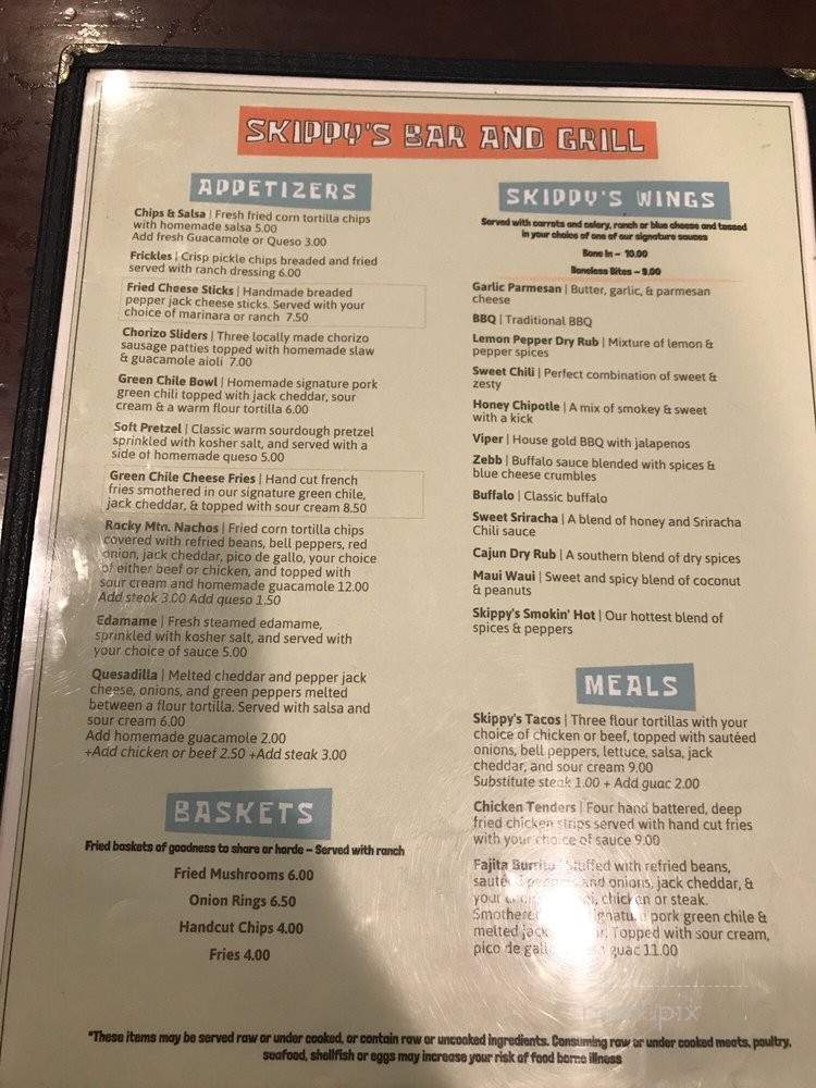 Skippy's Bar and Grill - Denver, CO menu_pic