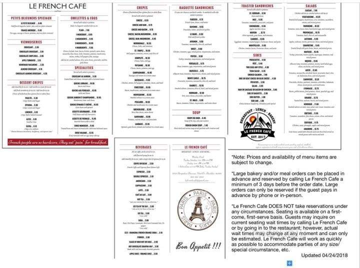 Le French Cafe - Boulder, CO menu_pic