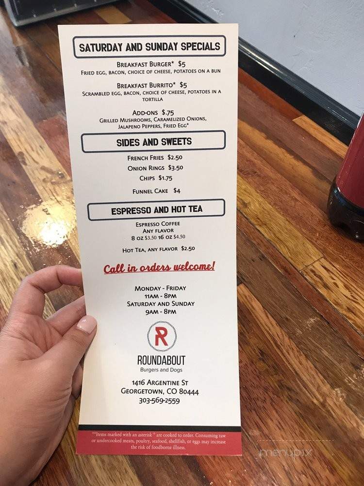Roundabout Burgers and Dogs - Georgetown, CO menu_pic