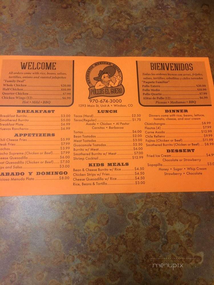 Pollos El Guero - Windsor, CO menu_pic