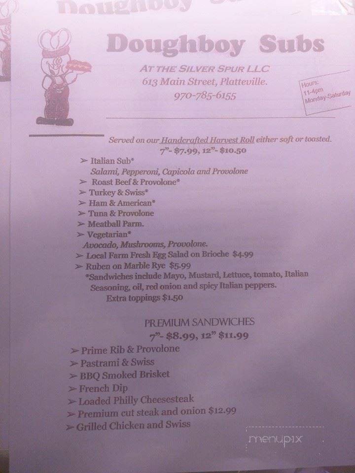 Doughboy Subs At the Silver Spur - Platteville, CO menu_pic
