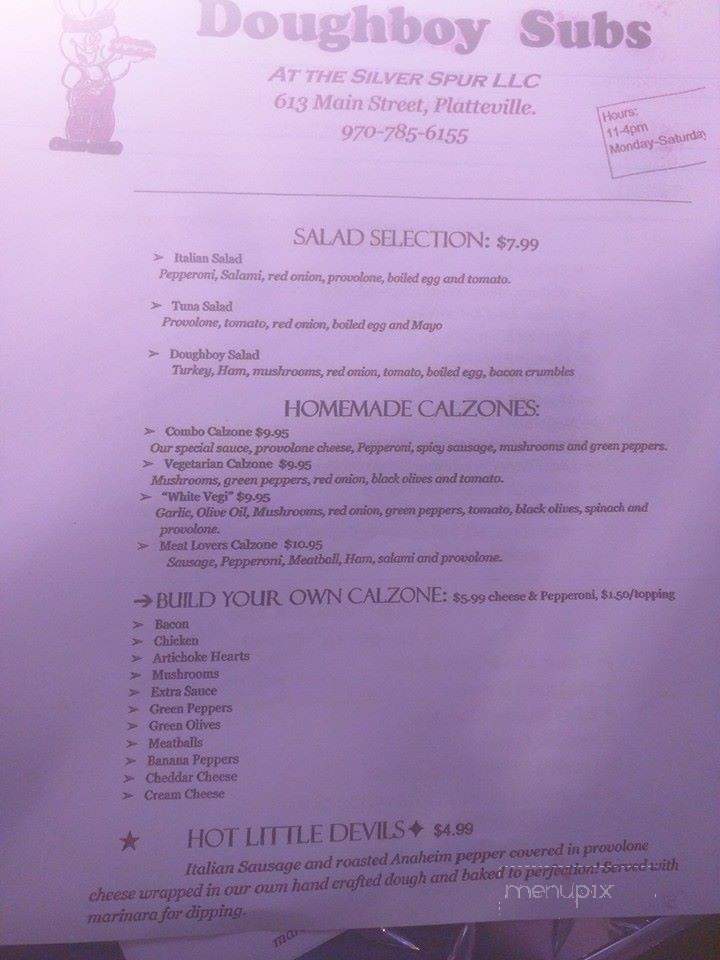 Doughboy Subs At the Silver Spur - Platteville, CO menu_pic