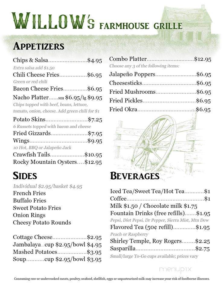 Willow's Farmhouse Grille - Merino, CO menu_pic