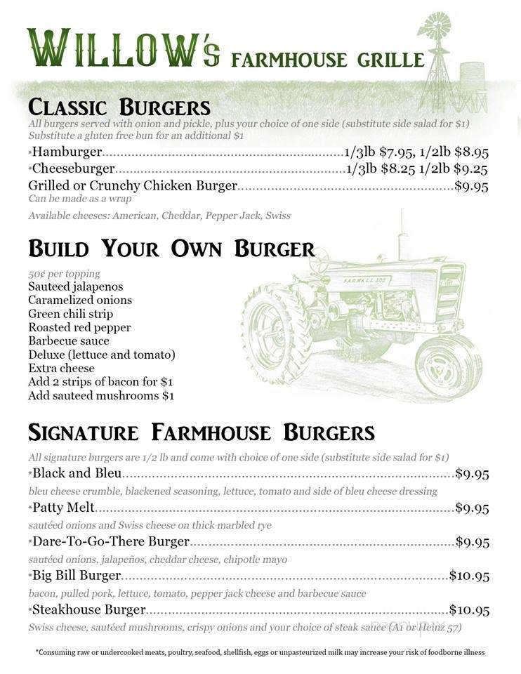 Willow's Farmhouse Grille - Merino, CO menu_pic