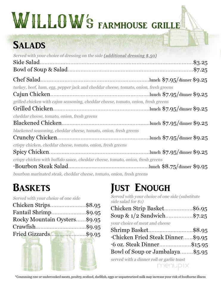 Willow's Farmhouse Grille - Merino, CO menu_pic