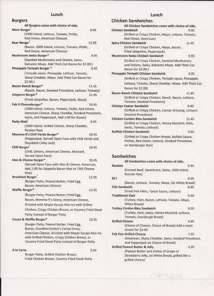 MareBear's Cafe - Colorado Springs, CO menu_pic