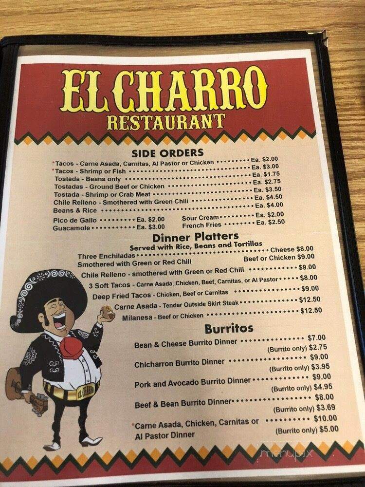 El Charro Restaurant - Pueblo, CO menu_pic