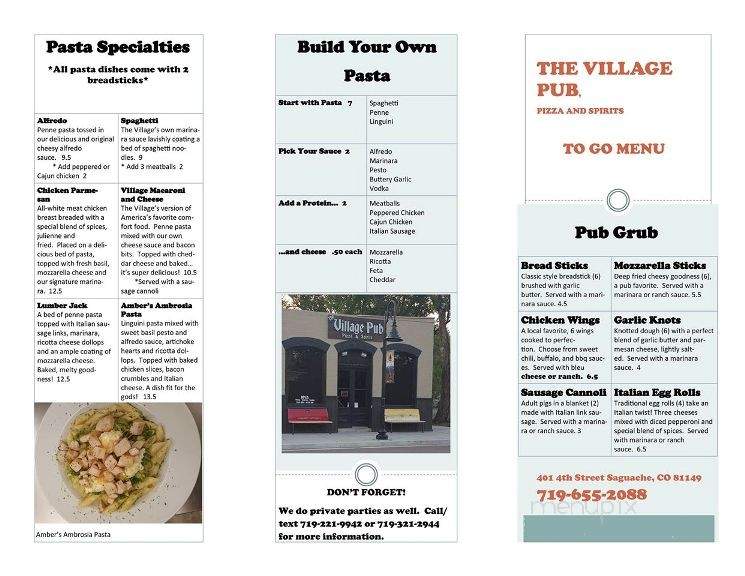 The Village Pub Pizza & Spirits - Saguache, CO menu_pic