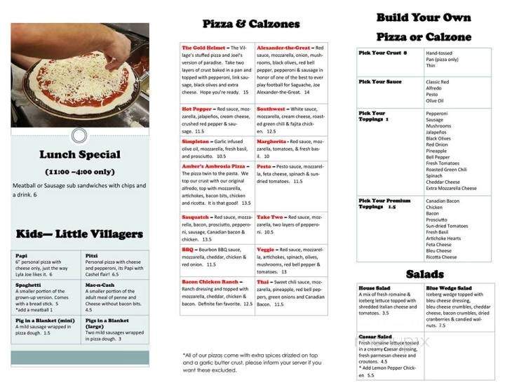 The Village Pub Pizza & Spirits - Saguache, CO menu_pic